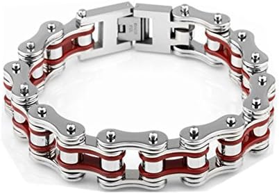 Leadcin Men's Chain Bracelet 316L Stainless Steel Curb Link 15mm Width, Silver Color