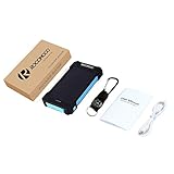 YOUNGFLY Dual 20000mAh Solar Charger Sunpower Panel Power Bank Waterproof, Dust-Proof and Shock-Resistant Led Light, With Compass + USB Cable + Hook (Blue)