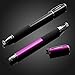 MEKO(2 Pcs) [2 in 1 Precision Series] Disc Stylus/Styli for All Touch Screen Devices Bundle with 4 Replaceable Disc Tips, 2 Replaceable Fiber Tips - (Black/Purple)