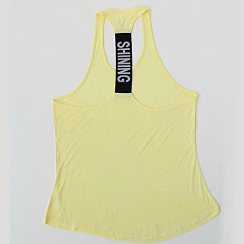 wwgy Woman running Yoga Fitness tank top I-back loose sleeveless , yellow , s