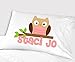 Personalized Owl Pillowcase for Kids (Standard Size 20 x 26, Pink Owl) Pink Pillow Case for Girls Birthday