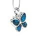 Silver and Blue Green Abalone Paua Shell Butterfly Pendant Mood Necklace Perfect Jewelry Gift for Girls