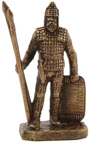 CTOC Warrior with two spears and shield Bronze Statuette Scythians series Handmade military historical miniature 40 mm Collection figurine metal toy Soldier pub91