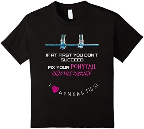 Kids GYMNASTICS FIX YOUR PONYTAIL SHIRT 10 Black
