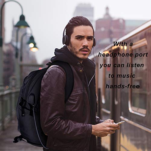 Travel Laptop Backpack, Anti Theft Business Waterproof Laptop Backpack with USB Charging Port and Headphone Interface fits Under 15.6" Laptop, for College Student Work Men & Women