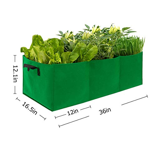 ANPHSIN 2 Pcs Large Fabric Raised Planting Beds Garden Grow Bags with 3 Compartments- Potato Tomato Planter Pots for Outdoor Vegetables Plant Flowers