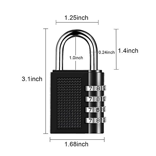 2 Pack 4 Digit Padlock, Combination Lock, Set Your Own Combination, Metal and Steel Material for Gate, Case, Luggage, Suitcase Baggage, Filling Cabinets, Toolbox, Home, School, Gym & Sports