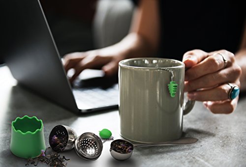Loose Leaf Tea Infuser [TASSA] Stainless Steel Tea Strainers with Silicone Handle and Silicone Base 3X Plus Stainless Steel Spoon Scooper. - Thumbnail 3