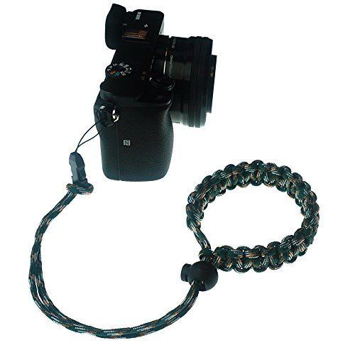 FoRapid Braided 550 Paracord Adjustable Camera Wrist Strap /Bracelet Quick Release Connector fits all camera lugs for Mirrorless Compact System DSLR Cameras, Binoculars - Dark Green/Brown/White - Thumbnail 3