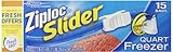Ziploc Slider Freezer Bags Quart 15 ct (Pack Of 3)