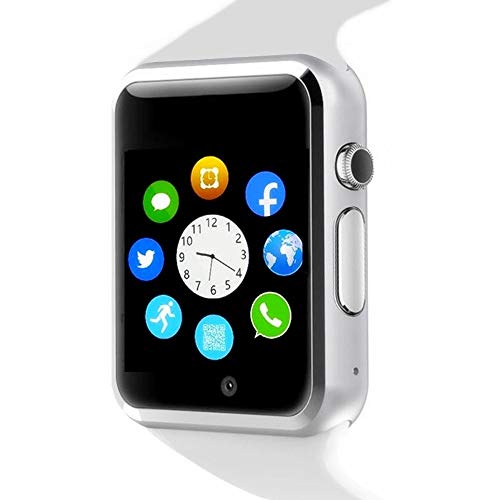 WJPILIS Smart Watch Touchscreen Bluetooth Smartwatch Wrist Watch Sports Fitness Tracker with SIM SD Card Slot Camera Pedometer Compatible iPhone iOS Samsung Android for Women Kids Men (White)