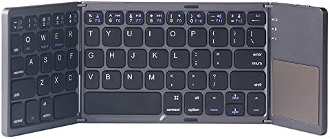 Foldable smart bluetooth keyboard Portable Bluetooth Keyboard Foldable Wireless Keyboard Mini Folding Keyboard Bluetooth for Windows/Android/IOS( Gray&amp;Black)