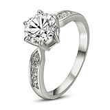 [Fashion Series] Yoursfs 3.5ct Cubic Zirconia CZ Engagemant Ring 18k White Gold Plated Mother's Day Gift Ring