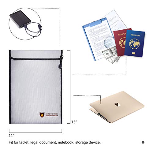 Fireproof Document Bag Karidge 15â€x11â€ Fire & Water Resistant Safe Storage Pouch for Money Passport Legal Document, Non-Itchy Silicone Coated Double Layer Fiberglass Foil Inner for Maximum Protection