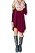 MOLERANI Women's Solid Long Sleeve Casual Loose T-Shirt Dress (L, Wine Red)