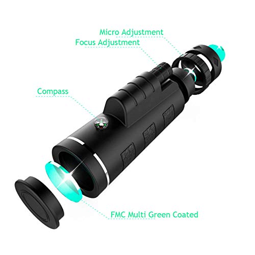 Monocular Telescope Vemico 12x50 High Powered Waterproof Wide View Monoculars Scope Phone Adapter Compass Tripod Bird Watching Hunting Hiking Stargazing