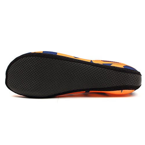 WOWFOOT Barefoot Water Skin Shoes Socks Women Men Flexible Swim Shoe Beach Aqua Surf Pool Yoga Exercise (7-1.L(W:7-8, M:6-7), Orange(Pattern)) - Thumbnail 4