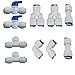 PureSec 1/4 Water Line Fittings 1/4 Push to Connect Fittings for 1/4 OD Tubing(1/4 Ball Valve+1/4 T fitting+Y+L+I, Pack of 10)