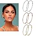 3 Pairs Big Hoop Earrings, 60mm Stainless Steel Hoop Earrings in Gold Plated Rose Gold Plated Silver for Women Girls (60mm)