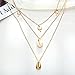 Layered Pendant Necklace 3 Pcs,Haluoo Women Trendy Gold Plated Coconut Tree Tassel Choker Bohemian Natural Cowrie Shell Pendant Necklace Long Gold Plated Shell Pendant Sweater Chain (Gold)thumb 4