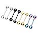 JOVIVI 8pc 16G Mix-color Stainless Steel 5mm Ball Barbell Piercing Jewelry Nipple Rings 1/2