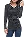 Allegra K Women's Cowl Neck Long Sleeves Buttons Decor Ruched Top Small Dark Gray