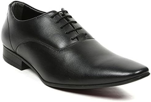 NOHIDE Black Vegan's Men/ Boys Leather Water Resistant PU Sole Embossed Oxford Formal Shoes For Office/ Meetings/Evening PETA Approved