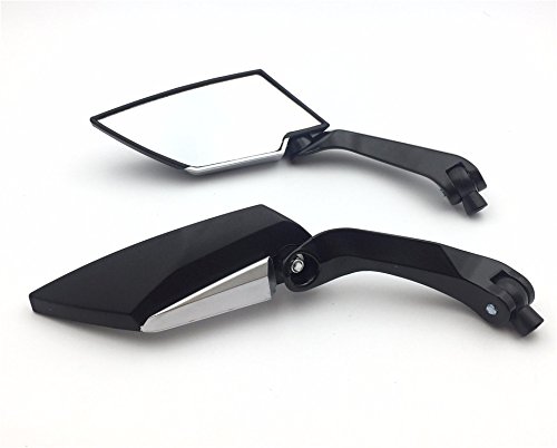 HTT Motorcycle Black Diamond Blade Style Rearview Mirrors 8mm 10mm Fit All Motorcycle Standard Naked Street Bike with Standard Metric Screws 7/8" handlebar Honda CB1000R Shadow Valkyrie