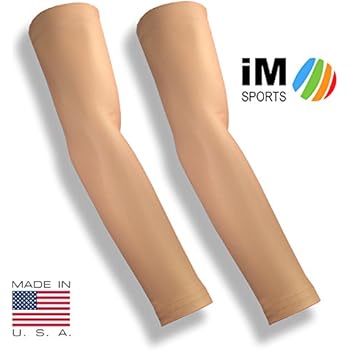 iM Sports SKINGUARDS Skin Protection Full Arm Sleeves + Protects Aging or Thin Skin + UV Protection - Unisex + Made in USA - Suntan - X-Small/Small - Pair