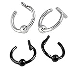PiercingJ Mens Womens 4pcs 16g Stainless Steel Non-piercing Fake Nose Ring Cartilage Earring
