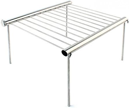 Portable Compact Camping Grill | Outdoor Backpackers Stainless Steel Tube BBQ Easy Collapse and Assembly Open Fire/Charcoal Barbecue 12 x 10.75 inch by MackMo