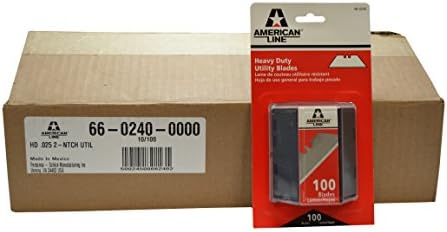 American Line 66-0240CS 2-Notch Utility Blades, 0.025" Carbon, Packed in Safety Dispensers (Pack of 1000)