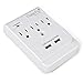 Magicfly Power 3 AC Outlet Socket Wall Mount Surge Protector with Dual USB Charging Port Wall Charger 2.1A (Screw Included)