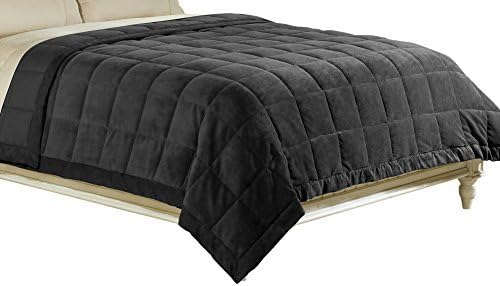 Luxlen Microfiber Blanket, Reversible: Soft Plush to Satin Cool, Staintech Treated, Full/Queen, Black by Aeolus Down