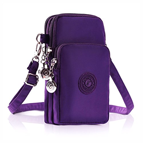 Multifunctional 3 Layers Storage Zipper Waterproof Nylon Crossbody Wrist Shoulder Bag Mini Phone Pouch Handbag Armband Case for iPhone 7 6/6S Plus / 5S/5C / Samsung S8 S7 S6 Edge+