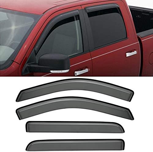JJ 94443 for 04-08 Ford F-150 SuperCrew or Crew Cab (Not for 04 Heritage) 06-08 Lincoln Mark LT SuperCrew Cab Sun Rain Guard Vent Shade Side Window Wind Deflectors Windo out-Channel