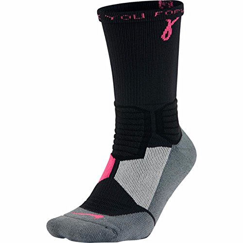 Nike elite basketball crew socks (large, black/pink/multi/grey)