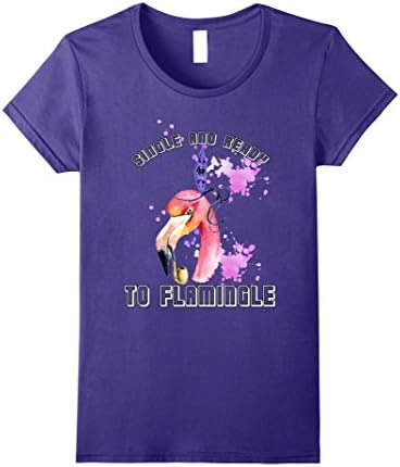 Womens Single &amp; Ready To Flamingle Funny Flamingo T-shirt Gift Idea Large Purple
