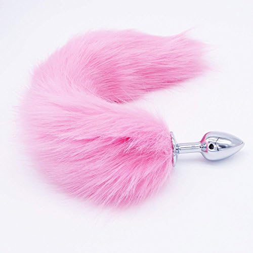 FYFNC Soft Fox Tail with Plug, Women Men Cosplay Costume Accessories for Adult Novelty Party Supplies (Pink)