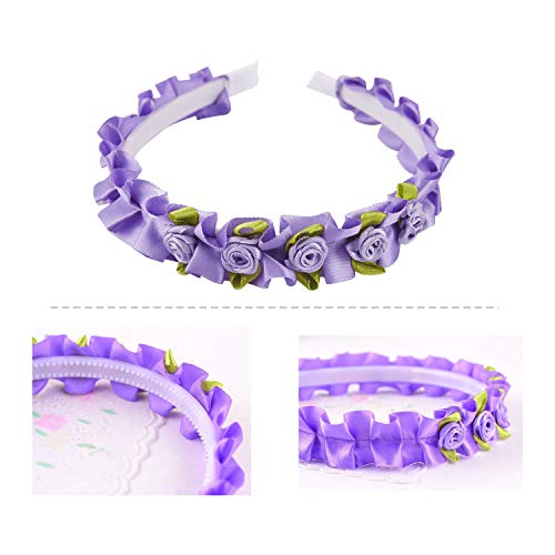 7 Pack Boho Rose Flower Crown Floral Leaf Ribbon Wreath Headbands Hair Garland Wedding Bridal Headpiece Tiara Clasp White Yellow Red Hairbands Hawaiian Party Halloween Accessories for Women Girl Kids - Thumbnail 3
