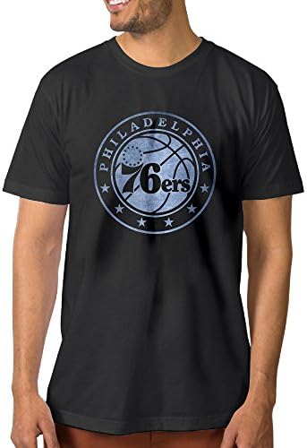 MTSHIQD Men's Philadelphia 76ers Black Pond Logo T-shirt - Black