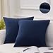 Oubonun Faux Linen Throw Pillow Covers 18x18, Navy Blue Decorative Pillow Cover for Sofa Bed Couch, Set of 2