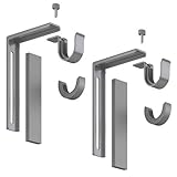 Set of 2 Ikea Betydlig Wall or Ceiling Curtain Rod Brackets Steel Silver Adjustable