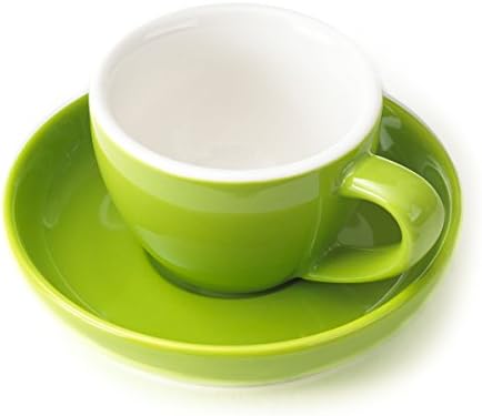 Espresso Cup and Saucer - (1 PC Set) 3-Ounce Demitasse for Coffee, Vibrant Color Choices, Durable Porcelain (Lemongrass Green)