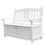 Songsen 4 Feet Wooden Storage Bench With Arm And Back Garden Storage Bench Chest Indoor Shoe Cabinet Chair, White