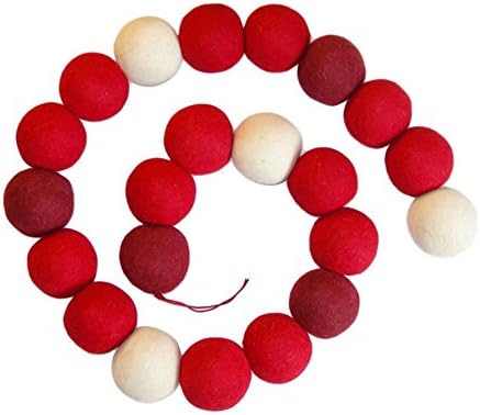 Arcadia Home Extra Large Maroon, Red, and Cream Hand Felted Wool Garland