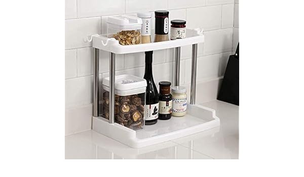 Amazon Com 2 Tier Kitchen Organizer Spice Rack Shelf Cabinet