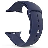 MoKo Apple Watch Band Series 1 Series 2, Soft Silicone Replacement Sports Band for 38mm Apple Watch 2015 & 2016 All Models, Midnight BLUE (Not fit 42mm Versions)