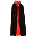 WESTLINK Cloak with Collar Costume Cape (35-66inches) Black Red Reversible