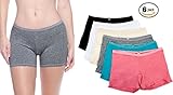 B2BODY 6 Pack Women's Regular & Plus Size Stretch Cotton Short Leg Boyshort Boxer Briefs (L)